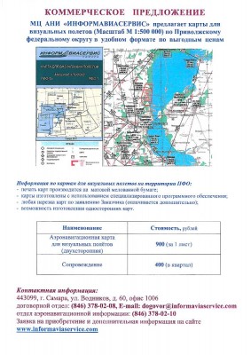 Коммерческое предложение по картам для визуальных полётов на территории ПФО