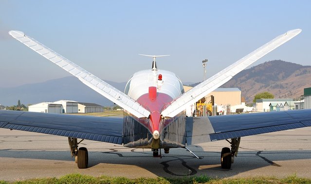 Его характерный хвост V-tail.